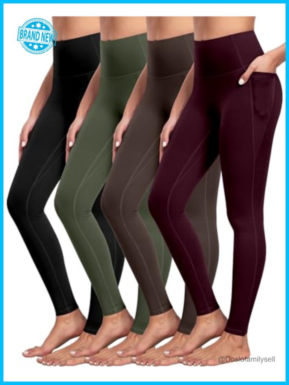 4 Pack High Waisted Yoga Leggings with Pockets Tummy Control 4-Way Stretch